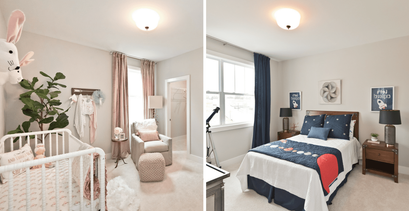 Secondary bedrooms in the newly decorated model home