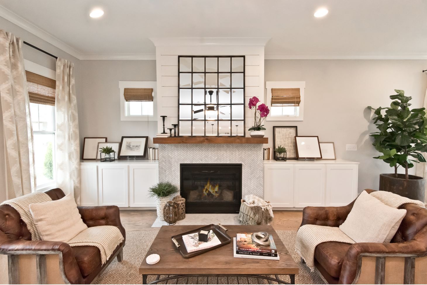 Fireplaces with a bold combination of patterns and textures add character to your home.